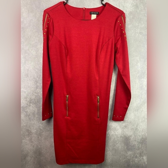 Venus Women’s‎ Preppy weekend Sexy Party Red mini Dress Gold hardware Size 2 - Picture 1 of 8